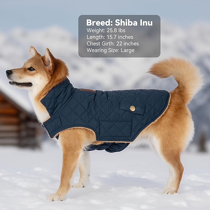 Dog Coat, Warm Windproof Dog Coats for Large Dogs Boy, Waterproof Pet Winter Jacket, Cold Weather Clothes Dogs Snowsuit with Leash Hole, Navy XXX-Large
