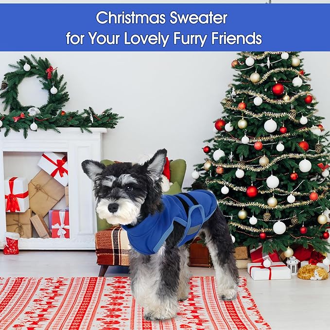 IDOMIK Warm Fleece Dog Sweater for Large Dogs,Soft Winter Dog Fleece Jacket Coat for Fall Cold Weather,Adjustable Fleeced Vest with Reflective Strips,Pullover Pet Sweatshirt for Girl Boy Dogs,Blue,2XL