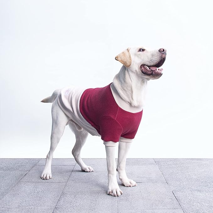 Extra Large Dog Sweaters Warm Clothes Pullover Sweatshirts for Labrador Rottweiler Great Dane, Dark Red Beige, 8X-Large
