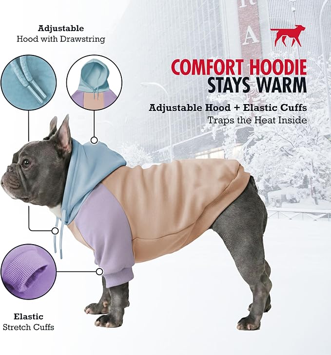 Tuff Pupper Dog Hoodie | Premium Quality 100% Organic Cotton | Ultra Soft Interior for Superior Comfort | Elastic Cuffs & Drawstring for Warmth | Stretch Fit Suitable for All Breeds (Pastel, L)