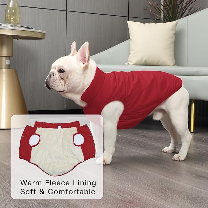 Warm Fleece Dog Jacket for Small Dogs,Puppy Coat for Winter Cold Weather,Red XSmall