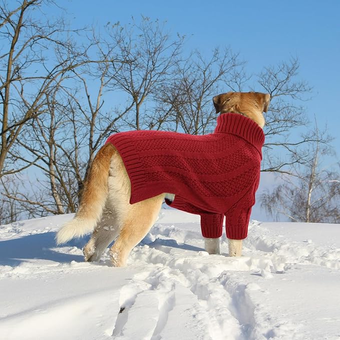 Queenmore Small Dog Sweaters for Small Dogs Girls Boys,Xmas Sweater Puppies,Turtleneck Knitted Sweater for Dog Cat,Cold Weather Pullover for Doggie Male Female,Soft Pet Sweater Pet Apparel(Red,S)