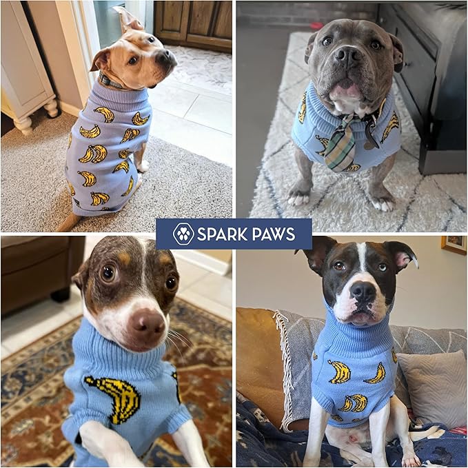 Spark Paws Knit Dog Sweater – Ultra Soft Warm Winter Dog Sweater for Small, Medium & Large Dogs – Stretch Fit Pet Sweater for French Bulldog, Pitbull, Girl & Boy Dogs Jacket, (Banana,S)