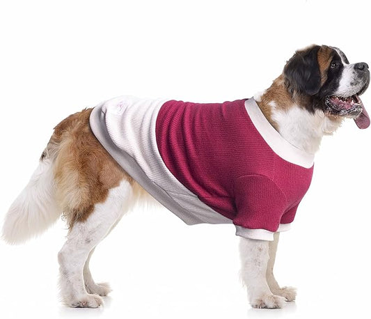 Extra Large Dog Sweaters Warm Clothes Pullover Sweatshirts for Labrador Rottweiler Great Dane, Dark Red Beige, 7X-Large