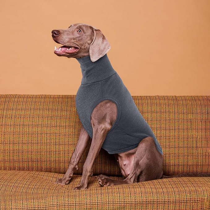 ROZKITCH Dog Sweaters Soft Fleece Pullover Sweatshirt Pajamas, Turtleneck Warm Pet Cold Weather Jacket Stretchy Vest Jumpsuit Apparel Outfit Clothes for Small Medium Large Dogs Walking Sleep Grey M