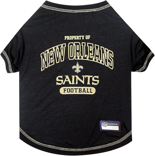 NFL New Orleans Saints Dog T-shirt X-Small. - Licensed Shirt for Pets Team Colored with Team Logos- Premium Stretchable Materials for the comfort of your Dog & Cat