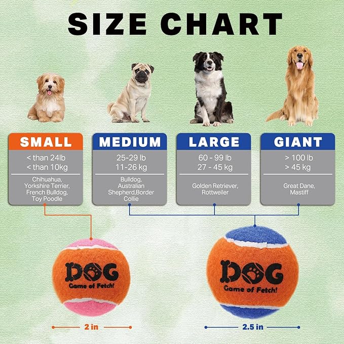 AMA SPORT Squeaky Tennis Balls for Dogs 2.0" Small Dog Tennis Balls for Throwing and Fetching Dog Toys for Training, Exercise, High Bouncing 12 Pack (Multicolor A)