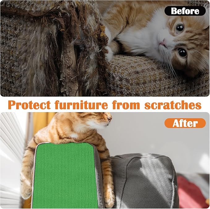 Cat Scratch Furniture Protector - 118" x 17" Trimmable Self-Adhesive Cats Claws Scratch Pads, DIY Cat Climbing Couch Protector for Scratch Post Cat Tree Replacement Indoor (Green)