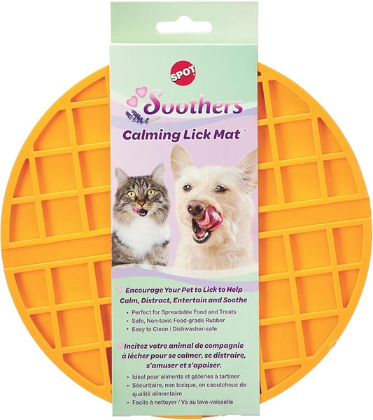 SPOT Soother Lick Mat- Dog Licking mat for Medium and Large Dogs and Puppies, Food Grade Rubber, Anxiety Reliever, Dog Peanut Butter Lick Pad, Slow Feeder, 7.5inch