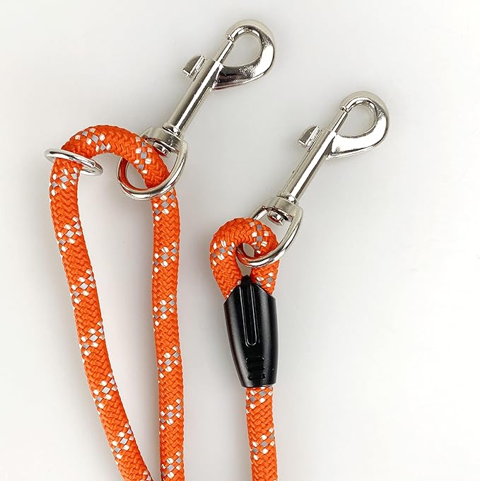 Long Rope Dog Leash for Dog Training 12FT 20FT 30FT 50FT, Reflective Threads Dog Cat Leashes Tie-Out Check Cord Recall Training Agility Lead for Large Medium Small Dogs (Orange, 10mm*30ft)