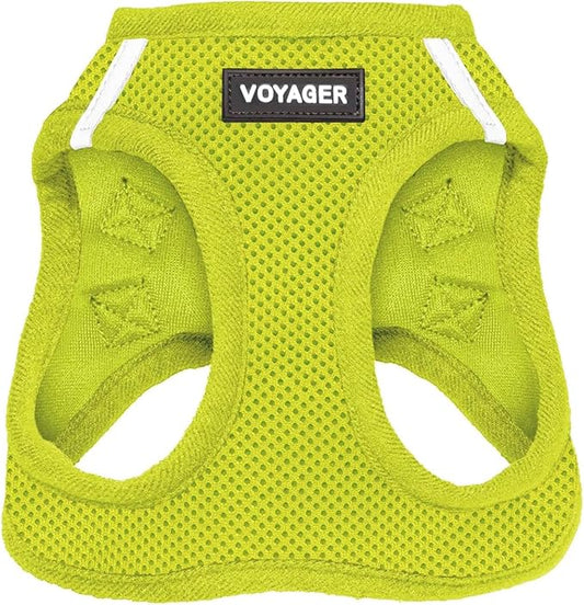 Best Pet Supplies Voyager Step-in Air Harness - All Weather Mesh, Reflective, No Pull Harness for Dogs, Cats - Secure with Hook & Loop Fastener, Buckle, Double D-Rings - Lime Green, L