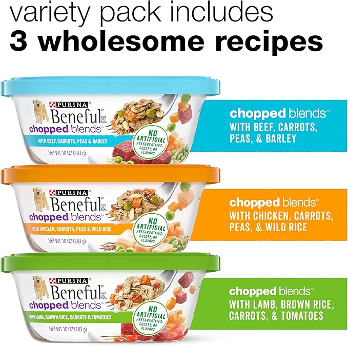 Purina Beneful Wet Dog Food Variety Pack, Chopped Blends - (12) 10 oz. Tubs