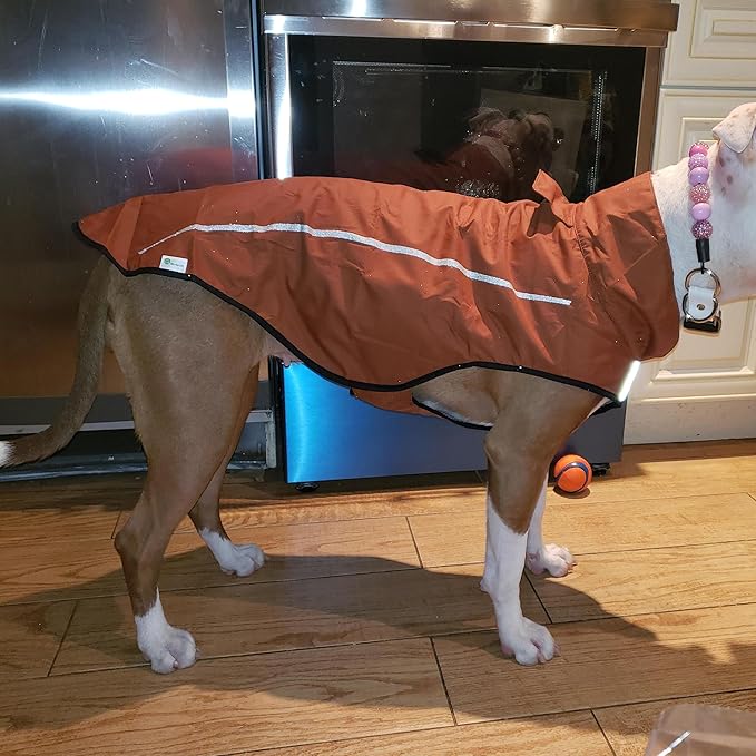 Mile High Life Dog Raincoat, Adjustable Waterproof Reflective Rain Jacket for Small Medium Large Dogs, Lightweight Breathable Pet Rain Coat with Leash Hole(Brown,S Chest 22-25")