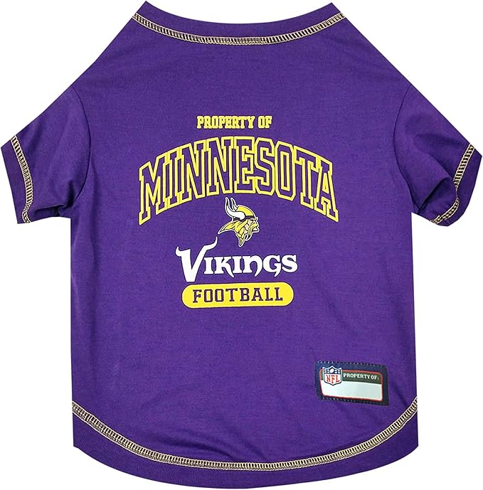 NFL Minnesota Vikings Dog T-shirt Small. - Licensed Shirt for Pets Team Colored with Team Logos- Premium Stretchable Materials for the comfort of your Dog & Cat