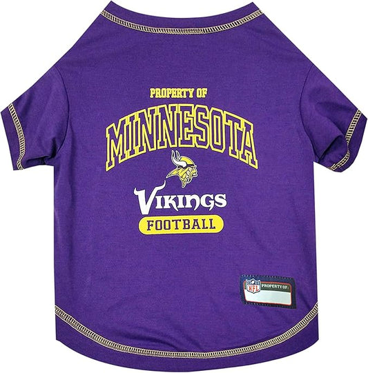 NFL Minnesota Vikings Dog T-shirt Small. - Licensed Shirt for Pets Team Colored with Team Logos- Premium Stretchable Materials for the comfort of your Dog & Cat