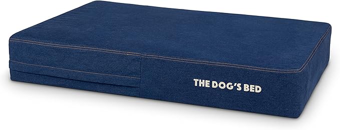 The Dog’s Bed Orthopedic Memory Foam Dog Bed, Large Blue Denim, Pain Relief for Arthritis, Hip & Elbow Dysplasia, Post Surgery, Lameness, Supportive, Calming, Waterproof Washable Cover