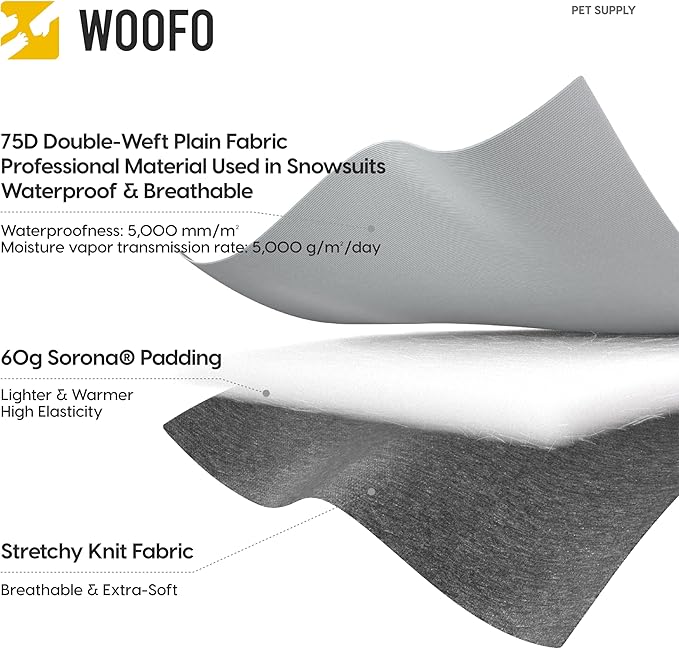 Dog Slip-on Winter Coat, Warm,Lightweight, Adjustable and Easy to Wear for Cold Weather | Waterproof & Windproof Padded Dog Winter Jacket (Glacier Grey, S)