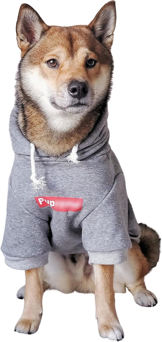 ChoChoCho Pup Dog Hoodie, Cat Hoodies - Fashion Dog & Cat Clothes, Cotton Sweatshirt Outfit for Small to 4XL (Gray)