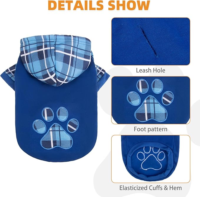 Plaid Dog Hoodie Pet Clothes Sweaters with Hat Medium (Pack of 1)