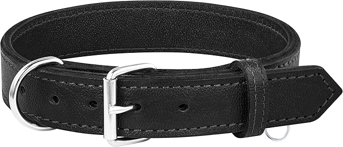 Riparo Dog Collar - Genuine Leather Dog Collars - Heavy Duty Dog Collars for Medium Large and Extra Large Dog Breeds (XL: 1.5” Wide for 22” - 26” Neck, Black)