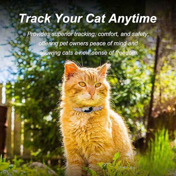 AirTag Cat Collar,Ultra Elastic Cat Tracker Collar with Apple Air Tag Holder, [Lightweight][Scratch Resistant] Stepless Adjustable GPS Pet Collar for Cats Kittens (Khaki)