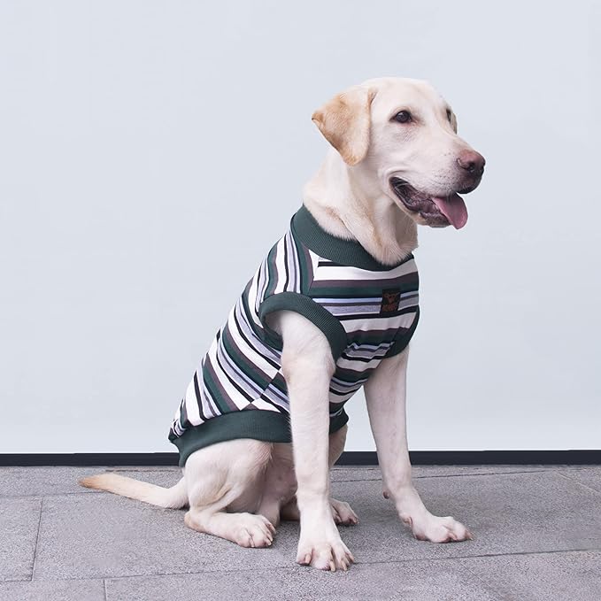 Extra Large Dog T Shirts Clothes Sleeveless Tank Top Vest for Labrador Rottweiler Great Dane, Green, 9X-Large