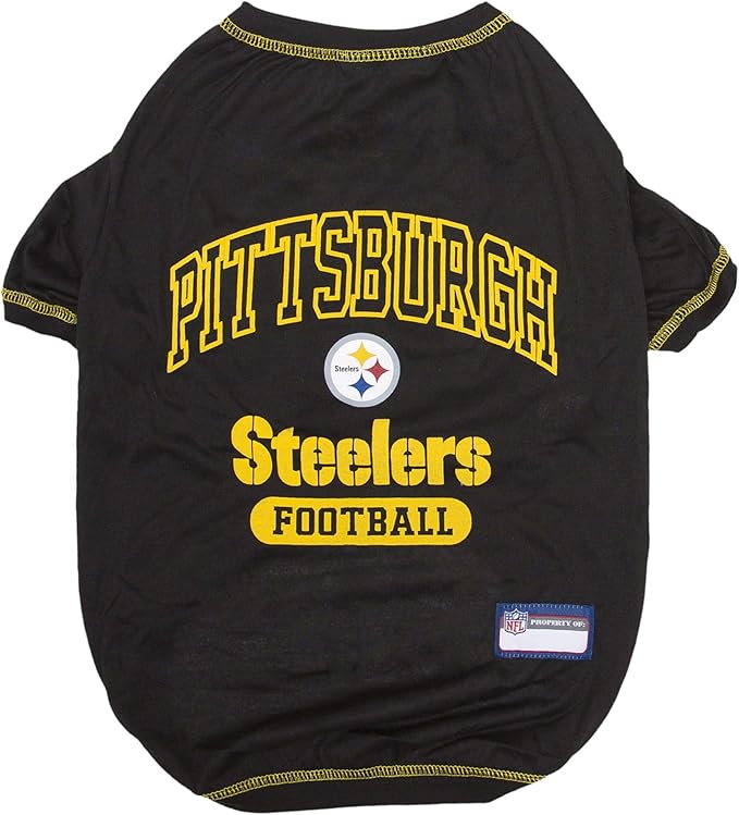 NFL Pittsburgh Steelers Dog T-shirt X-Large. - Licensed Shirt for Pets Team Colored with Team Logos- Premium Stretchable Materials for the comfort of your Dog & Cat