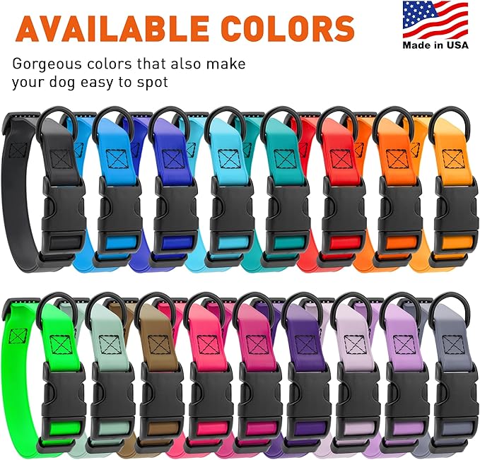 Dogline Biothane Waterproof Dog Collar with Quick Release Buckle Strong Coated Nylon Webbing with Odor- Proof for Easy Care Easy to Clean Fits Small Medium Large Dogs, Purple 1" W 15-23" L