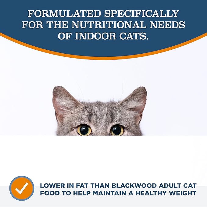 Blackwood Dry Cat Food, Indoor Formula, Chicken Meal & Brown Rice Recipe, 4 Pound Bag, High Protein, Slow Cooked