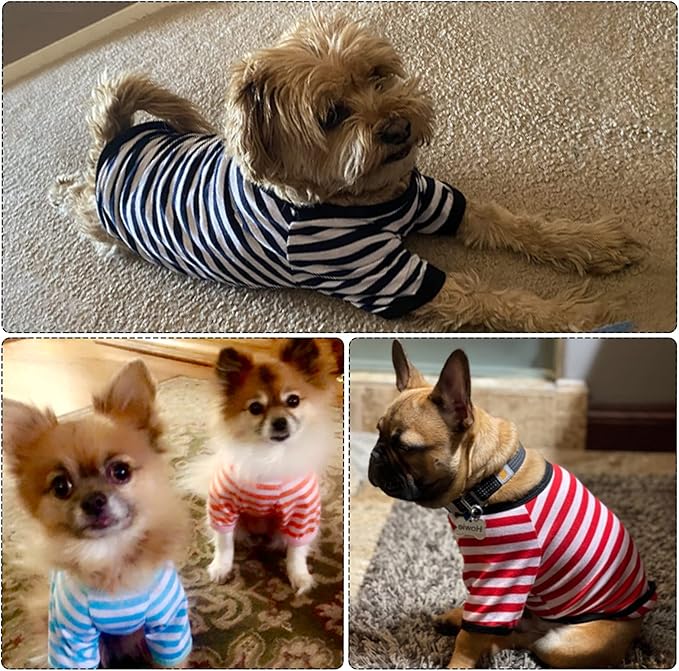 Geyoga 6 Pieces Dog Striped T-Shirt Cotton Breathable Pet Apparel Colorful Puppy Sweatshirt Clothes for Small to Medium Dogs Puppy(M)