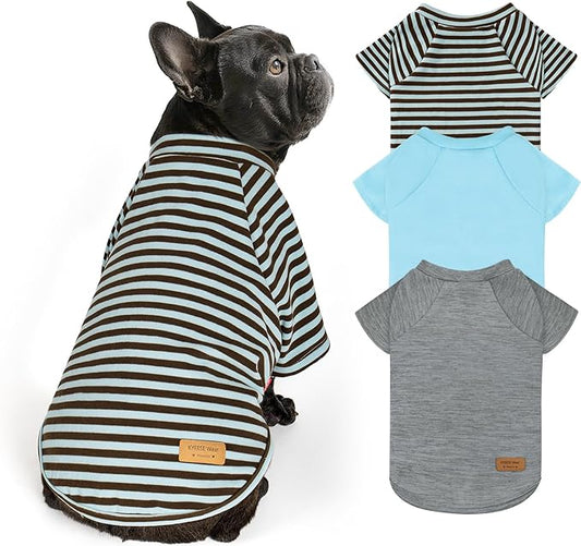 KYEESE 3Pack Dog Sweater Soft Cat Clothes Comfy Dog Sweaters for Small Dogs Male Pullover Cat Sweaters Lightweight Puppy Fleece Sweater Stretchy Pet Coat Dogs Sweatshirt with Sleeves for Cold Weather