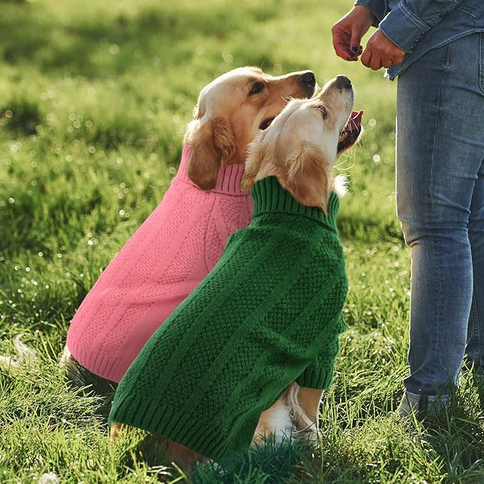 Queenmore XSmall Dog Sweater - Soft Knitted Turtleneck Pullover for Dogs, Chihuahua (Pink, XS)