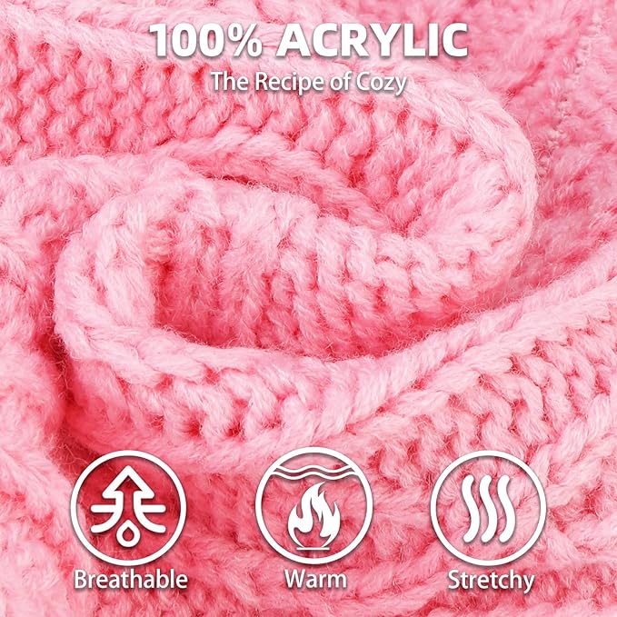 PUPTECK Dog Sweater, Turtleneck Warm Knitted Pullover Coat, Thick Cable Knitwear Clothes in Winter, Pet Apparel Outfits for Small Medium Dogs, for Cold Weather Indoor & Outdoor, Pink SM