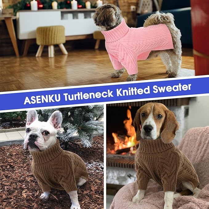 ASENKU Extra-Large Dog Sweater, Dog Sweaters for Extra Large Dogs, Pet Sweatshirt Apparel Turtleneck Pullover Winter for Doberman, Great Dane (Coffee, 3XL)