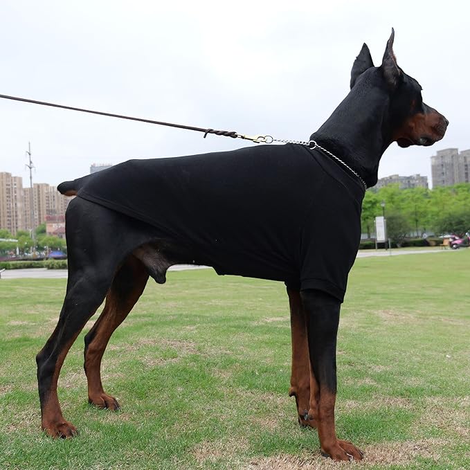 Lovelonglong Ribbed Dog T-Shirt Cotton Knitted Dog Sweaters for All Season Pet T-Shirts for Large Medium Small Dogs Black XS