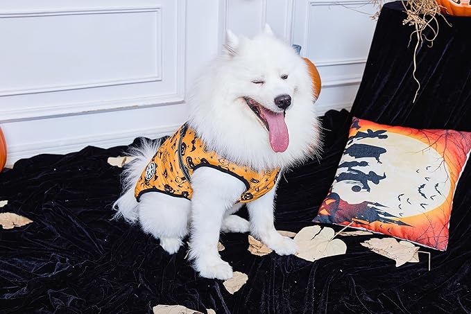 Aiboria Dog Jackets Windproof Outfit Coat Dog Vest Harness Puppy Warm Jacket Halloween Orange S