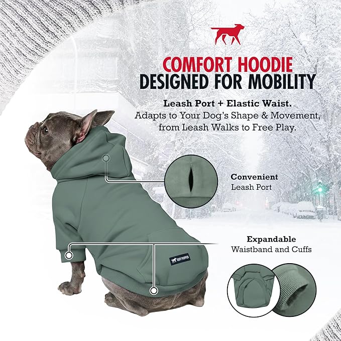 Tuff Pupper Dog Hoodie | Premium Quality 100% Organic Cotton | Ultra Soft Interior for Superior Comfort | Elastic Cuffs & Drawstring for Warmth | Stretch Fit Suitable for All Breeds (Teal, XXS)