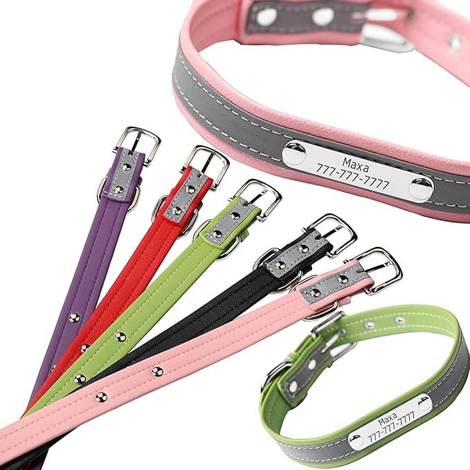 Personalized Reflective Cat Collars with Name Tag and Plated,Engraved Custom Cat Collar with Name and Phone,Kitten Collar with Safety Buckle Adjustable for Cats and Kitten(Red)