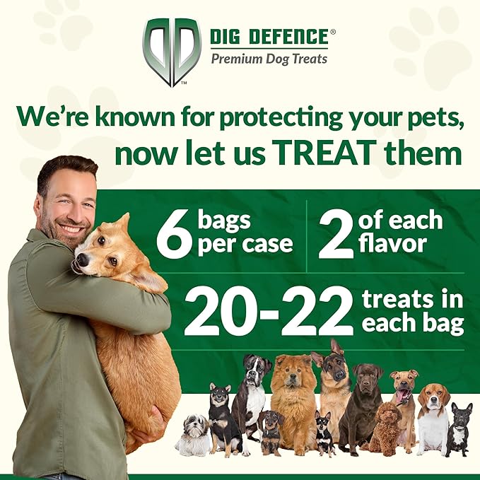 Dig Defence Premium Dog Treats Variety Pack - Gourmet Healthy Dog Treats, All-Natural Training Treats for Large, Medium & Small Dogs, 6-Pack
