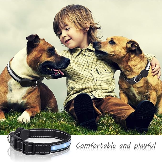 Light Up Dog Collars,Safety LED Dog Collars USB Rechargeable 7 Changing Colors Glow in The Dark Dog Walking Light,Neon Adjustable Safety Buckle Lighted Dog Collar for Small/Medium/Large Dogs, XL Size