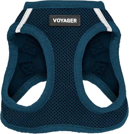Best Pet Supplies Voyager Step-in Air Harness - All Weather Mesh, Reflective, No Pull Harness for Dogs, Cats - Secure with Hook & Loop Fastener, Buckle, Double D-Rings - Blue, L