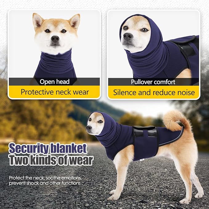Dog Anxiety Vest,Pet Calming Hoodie Breathable Dog Anti-Anxiety Jacket for Thunder Fireworks and Separation,Blue XS