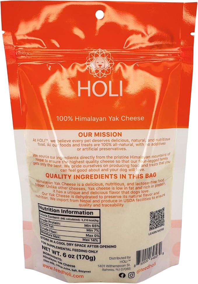 HOLI Dehydrated Himalayan Yak Cheese Dog Food Topper - All Natural Dog Food Flavor Enhancer - 6oz