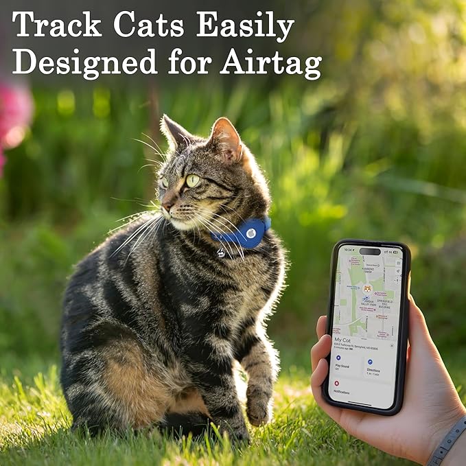 OOPSDOGGY Cat Collar for AirTag Holder, Leather Kitten Collars with Elastic Strap & Bell, Non Breakaway Adjustable Small Pet Collars for Indoor & Outdoor for Boy, Girl (Burgundy)