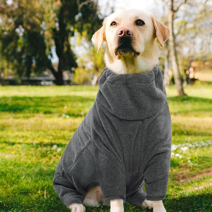 ROZKITCH Dog Jumpsuit for Large Dogs, Pet Windproof Warm Cold Weather Jacket Vest Cozy Jumpsuit Apparel Outfit Clothes for Small Medium Large Dog Walking Hiking Sleep Grey L