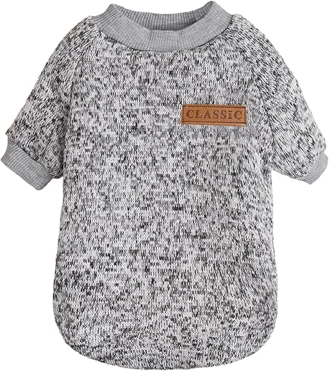 Jecikelon Dog Clothes Dogs Sweater Soft Puppies Clothing Winter Puppy Sweaters Warm Outfit for Dogs Small XXS XS Cat Apparel (Small, Grey)