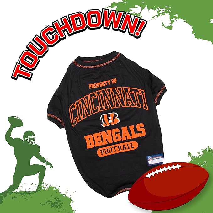 NFL Cincinnati Bengals Dog T-shirt Small. - Licensed Shirt for Pets Team Colored with Team Logos- Premium Stretchable Materials for the comfort of your Dog & Cat