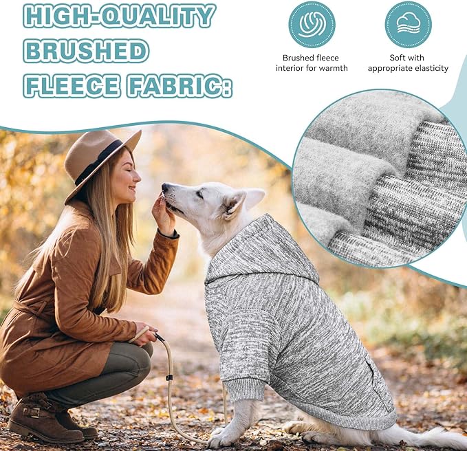 Dog Sweaters for Small Dogs Dog Hoodie Fleece Dog Sweater Soft Dog Clothes Sweatshirt with Pocket Dog Hoodie for Small Dogs Puppy Sweater(Grey&XS)