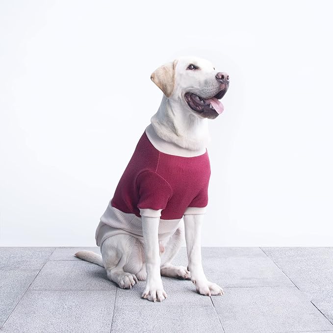 Extra Large Dog Sweaters Warm Clothes Pullover Sweatshirts for Labrador Rottweiler Great Dane, Dark Red Beige, 9X-Large