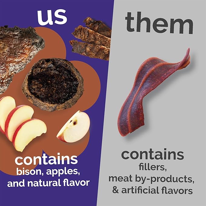 Fruitables Whole Jerky Bites, Grilled Bison & Apple Dog Treats, Healthy Dog Treats, Limited Ingredients, No Corn, Wheat, or Soy, Puppy Essentials, 5oz